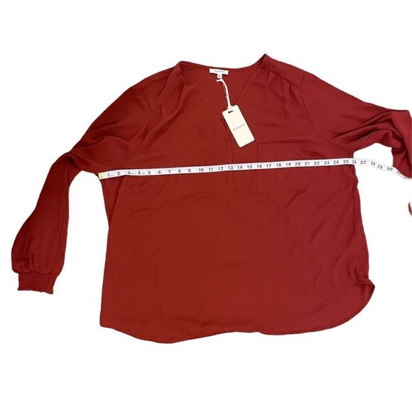 PLEIONE Plus Size V Neck Pocket Hem Long Sleeve Blouse Size 1X - Picture 6 of 9